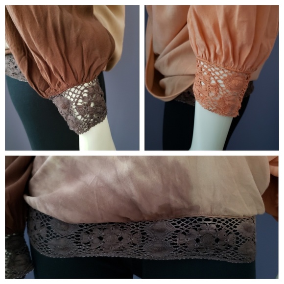 Tie Dye Michelle Jonas Top Blouse Silk Lace Hem - Picture 3 of 8